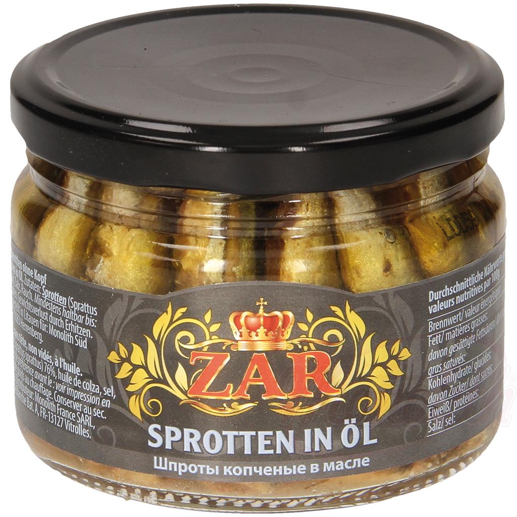 ZAR SMOKED SPRATS WITHOUT HEAD OIL 250G