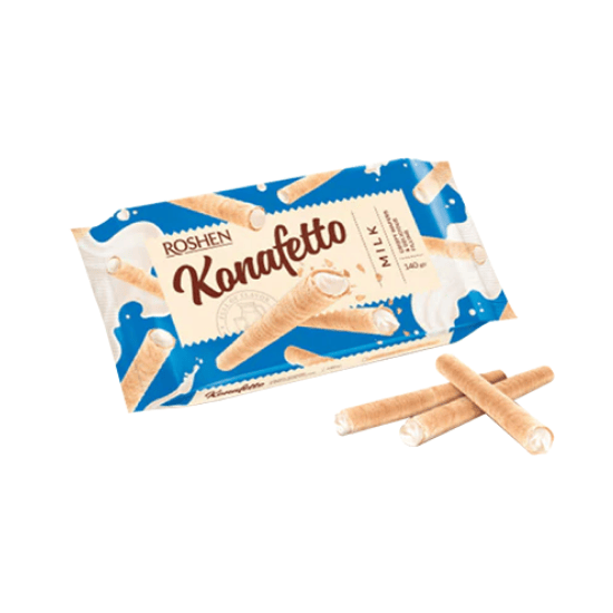 ROSHEN KONAFETTO WAFER ROLLS MILK 140G