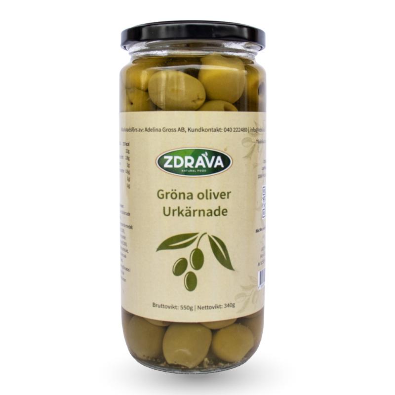 ZDRAVA GREEN OLIVES PITTED 550G