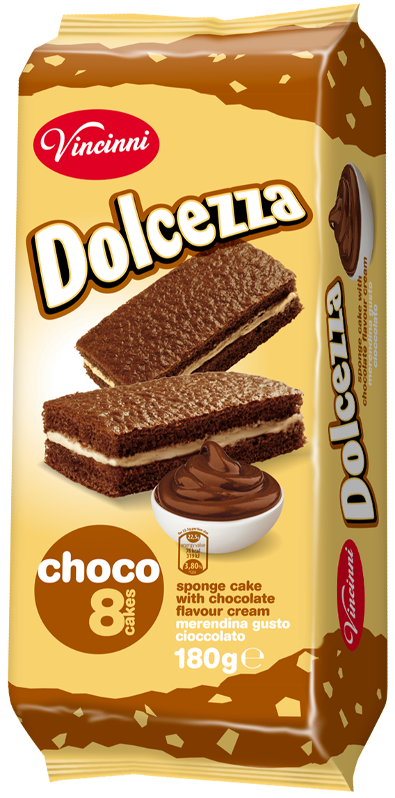 VINCINNI DOLCEZA CAKE BARS CHOCOLATE 180G