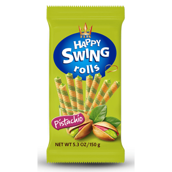 HAPPY SWING PISTACHIO WAFERS ROLLS 150G